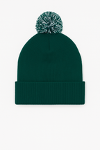 Pom Pom Beanie - Bottle Green/Off White