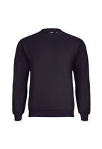 Black crew neck sweatshirt with long sleeves, ribbed cuffs and hem, and a regular fit.