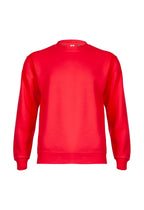 Red crewneck sweatshirt with long sleeves, ribbed cuffs and hem, in a classic standard fit.