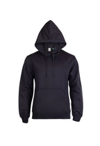 Black hoodie with hood, matching drawstring, kangaroo pocket, and ribbed cuffs and hem. Regular fit.