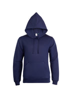 Navy blue pullover hoodie with a hood, drawstring, long sleeves, and a front kangaroo pocket. Classic relaxed fit.
