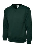 Classic V-Neck Sweatshirt - Bottle Green | Wrapandcover.co.uk Customised uniforms for workwear, schools, and organisations- fast UK delivery, no minimum orders.