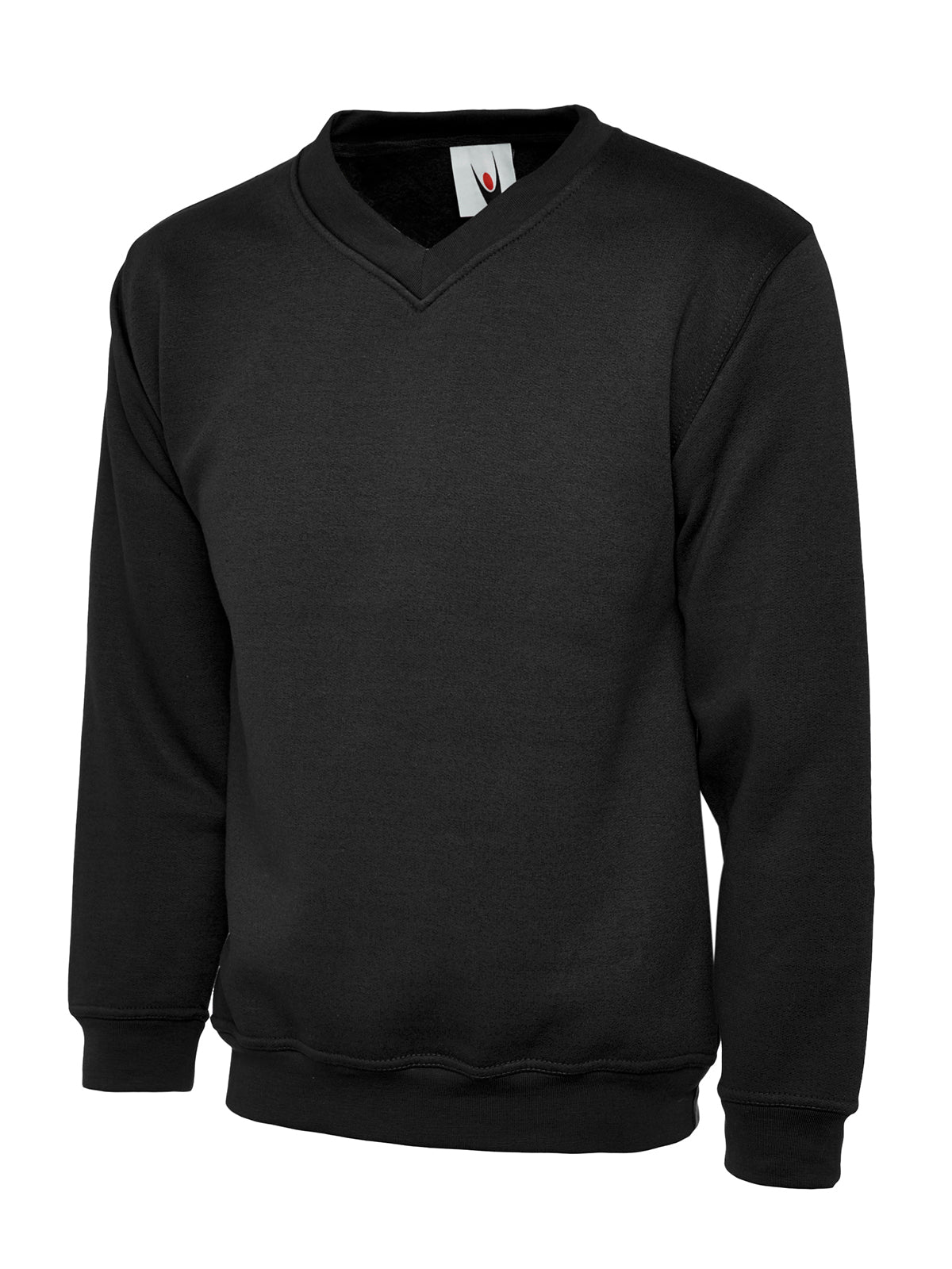 Classic V-Neck Sweatshirt - Black | Wrapandcover.co.uk Customised uniforms for workwear, schools, and organisations- fast UK delivery, no minimum orders.