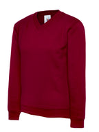 Maroon V-neck sweatshirt with long sleeves and ribbed cuffs and hem, in a regular fit.