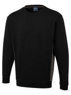 Two Tone Crew Neck Sweatshirt - Black/Charcoal