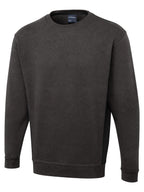 Charcoal grey crewneck sweatshirt in a regular fit with long sleeves, ribbed cuffs, and side panel detailing.