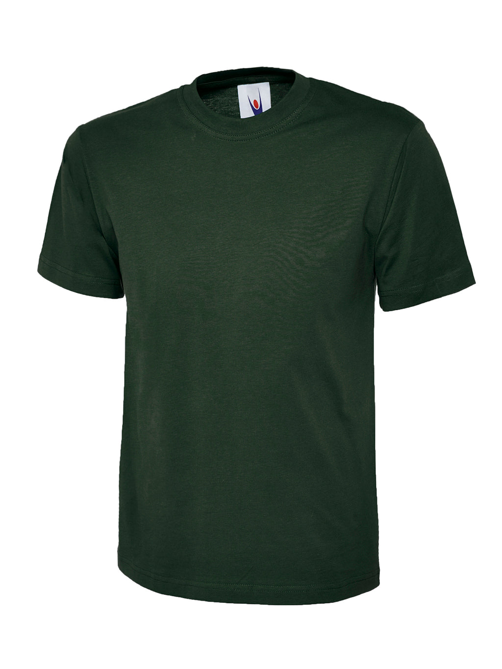Dark forest green crew neck t-shirt with short sleeves and a classic relaxed fit.