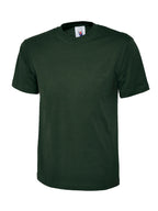 Dark forest green short-sleeve crewneck t-shirt with a classic, regular fit.