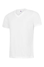 White short-sleeve V-neck t-shirt in a regular fit.