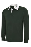 Classic Rugby Shirt - Bottle Green | Wrapandcover.co.uk Customised uniforms for workwear, schools, and organisations- fast UK delivery, no minimum orders.