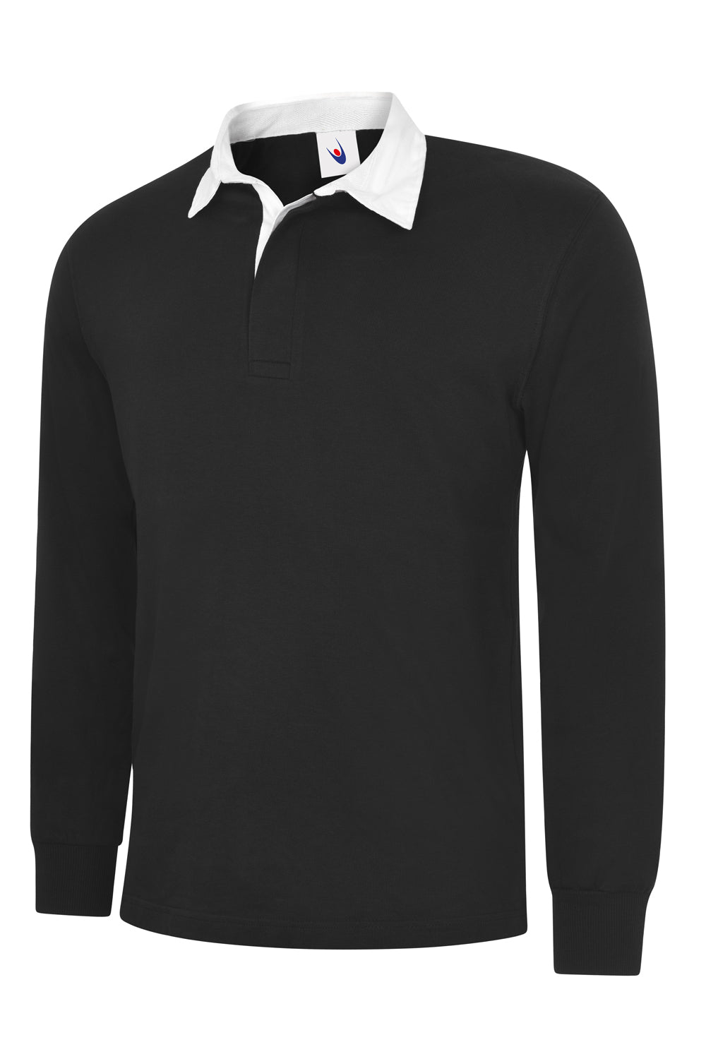 Classic Rugby Shirt - Black | Wrapandcover.co.uk Customised uniforms for workwear, schools, and organisations- fast UK delivery, no minimum orders.