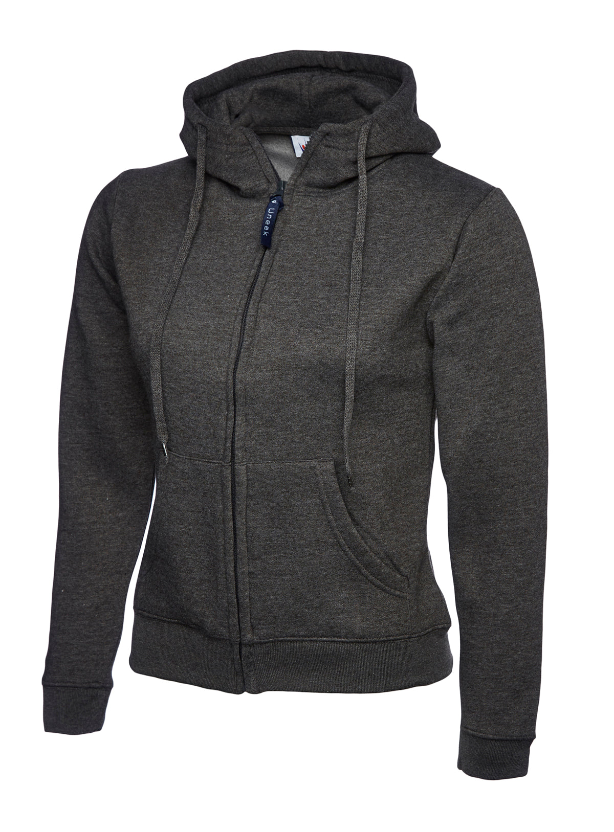 Ladies Classic Full Zip Hooded Sweatshirt - Charcoal | Wrapandcover.co.uk Customised uniforms for workwear, schools, and organisations- fast UK delivery, no minimum orders.