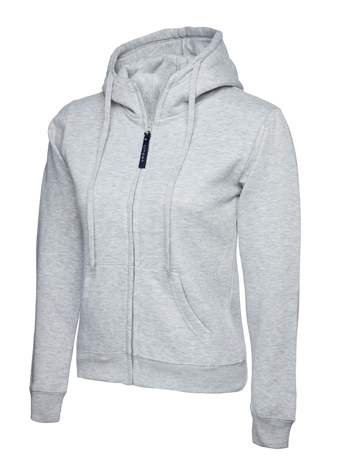 Ladies Classic Full Zip Hooded Sweatshirt - Heather Grey | Wrapandcover.co.uk Customised uniforms for workwear, schools, and organisations- fast UK delivery, no minimum orders.