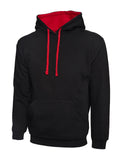 Contrast Hooded Sweatshirt - Black/Red | Wrapandcover.co.uk Customised uniforms for workwear, schools, and organisations- fast UK delivery, no minimum orders.