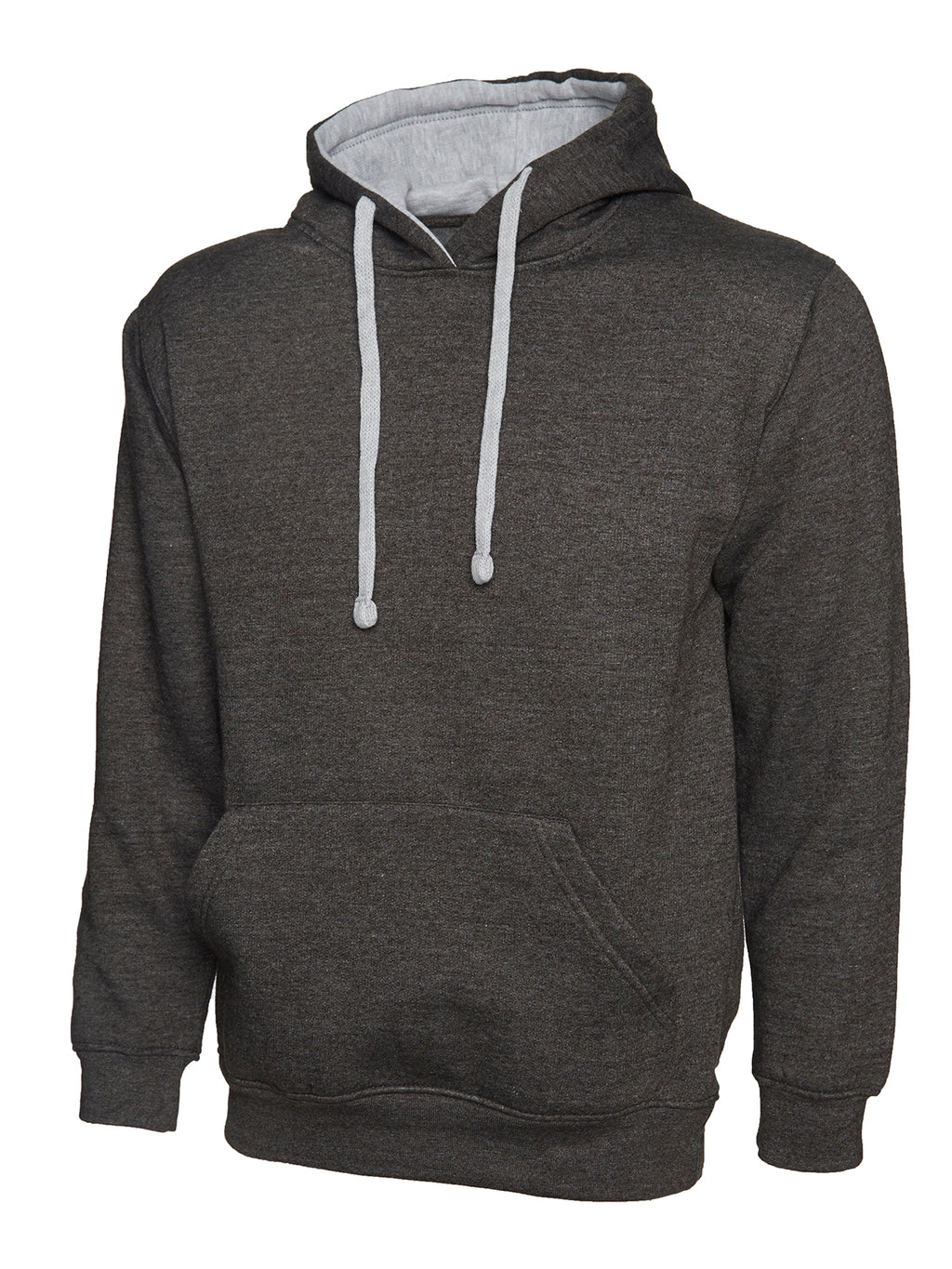 Contrast Hooded Sweatshirt - Charcoal/Heather Grey | Wrapandcover.co.uk Customised uniforms for workwear, schools, and organisations- fast UK delivery, no minimum orders.
