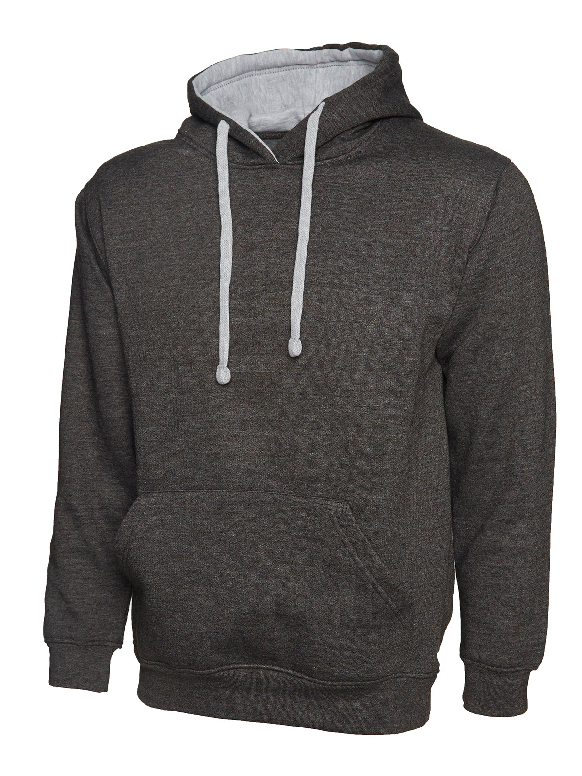 Contrast Hooded Sweatshirt - Charcoal/Heather Grey | Wrapandcover.co.uk Customised uniforms for workwear, schools, and organisations- fast UK delivery, no minimum orders.