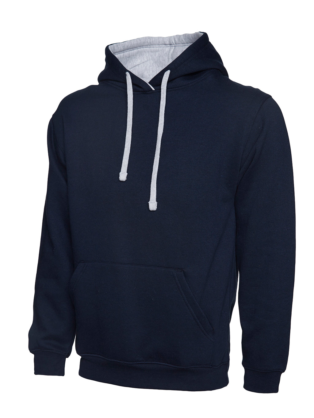 Contrast Hooded Sweatshirt - Navy/Heather Grey | Wrapandcover.co.uk Customised uniforms for workwear, schools, and organisations- fast UK delivery, no minimum orders.