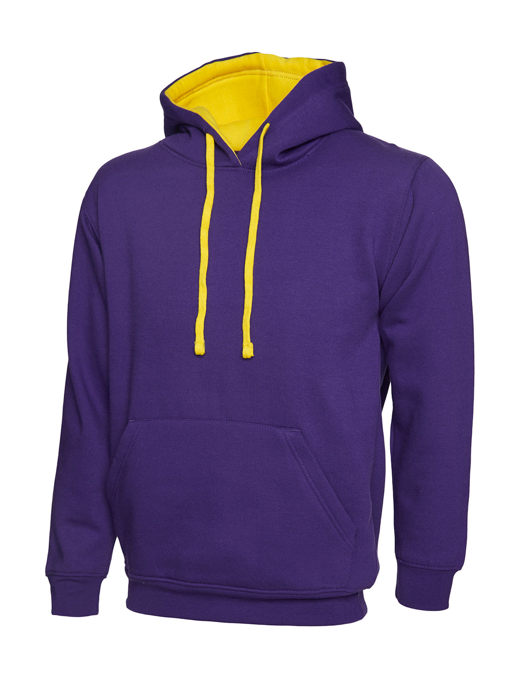 Contrast Hooded Sweatshirt - Purple/Yellow | Wrapandcover.co.uk Customised uniforms for workwear, schools, and organisations- fast UK delivery, no minimum orders.