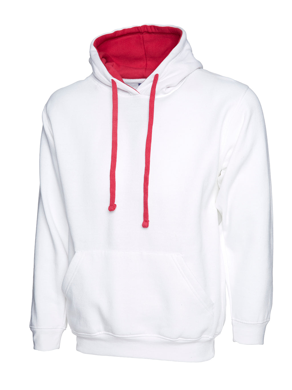 Contrast Hooded Sweatshirt - White/Fuchsia | Wrapandcover.co.uk Customised uniforms for workwear, schools, and organisations- fast UK delivery, no minimum orders.