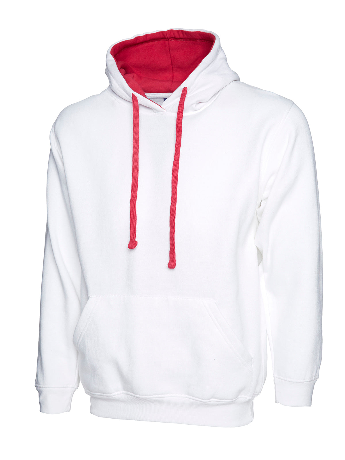 Contrast Hooded Sweatshirt - White/Fuchsia | Wrapandcover.co.uk Customised uniforms for workwear, schools, and organisations- fast UK delivery, no minimum orders.
