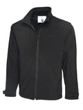 Deluxe Full Zip Soft Shell Jacket - Black | Wrapandcover.co.uk Customised uniforms for workwear, schools, and organisations- fast UK delivery, no minimum orders.