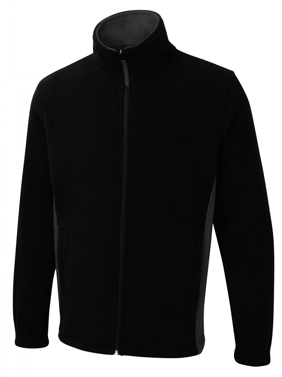 Two Tone Full Zip Fleece Jacket - Black/Charcoal | Wrapandcover.co.uk Customised uniforms for workwear, schools, and organisations- fast UK delivery, no minimum orders.