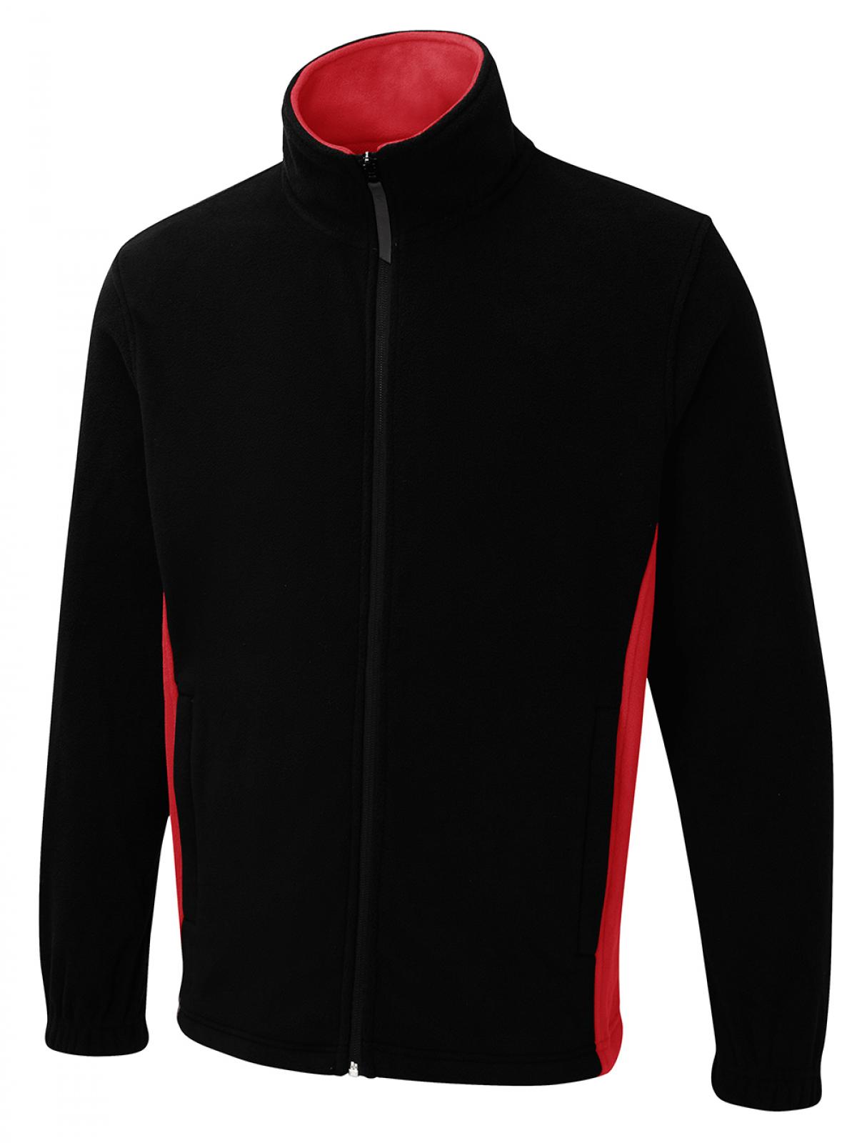 Two Tone Full Zip Fleece Jacket - Black/Red | Wrapandcover.co.uk Customised uniforms for workwear, schools, and organisations- fast UK delivery, no minimum orders.