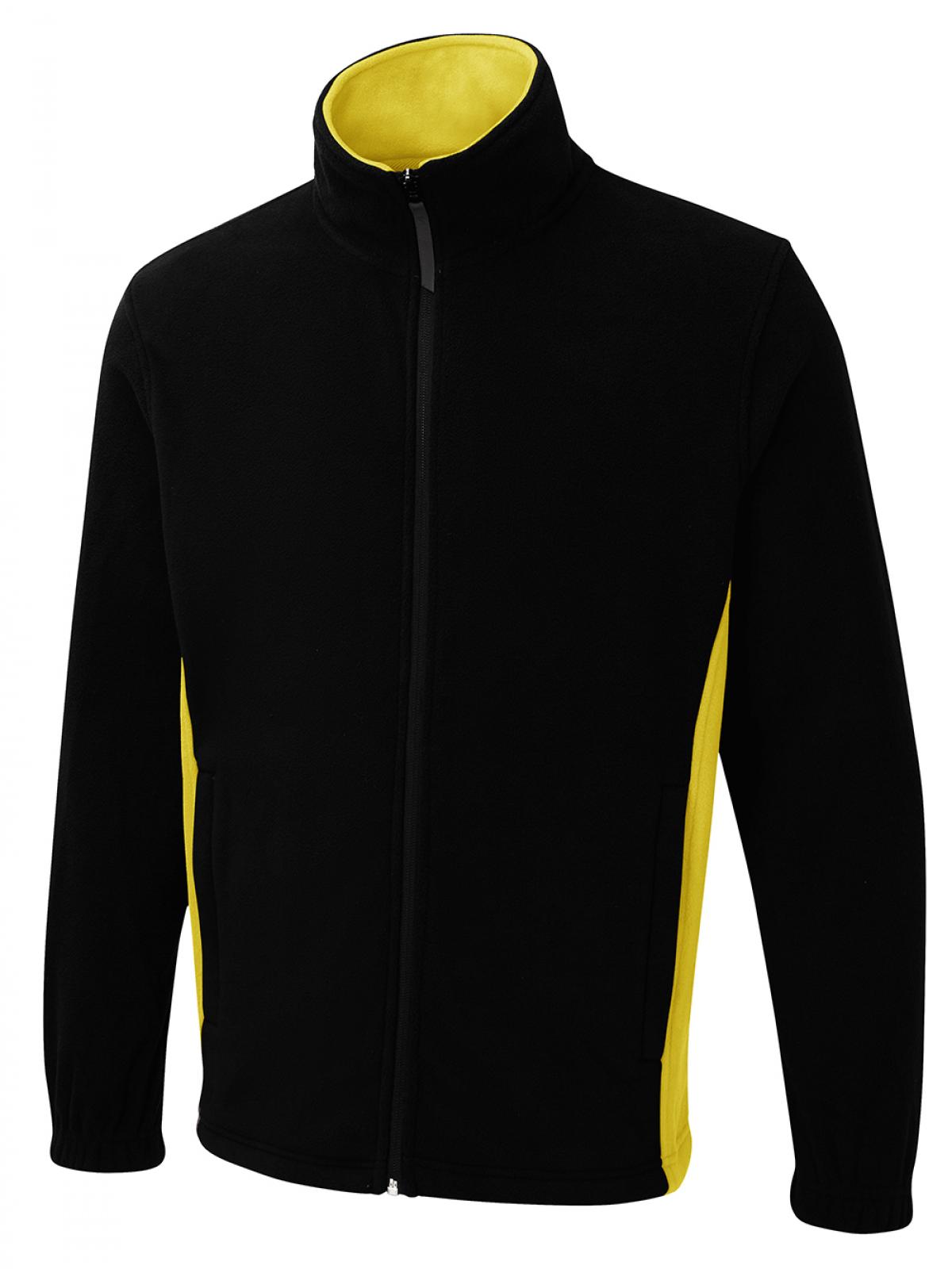 Two Tone Full Zip Fleece Jacket - Black/Yellow | Wrapandcover.co.uk Customised uniforms for workwear, schools, and organisations- fast UK delivery, no minimum orders.
