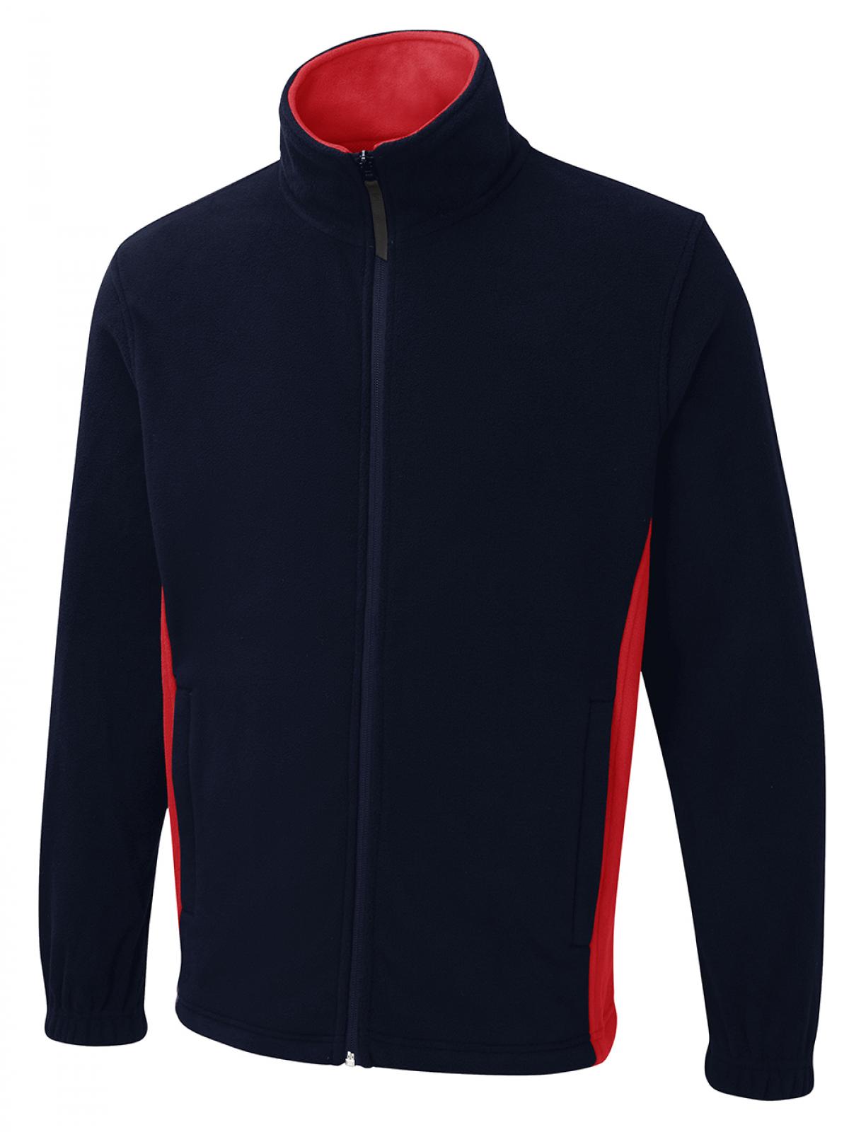 Two Tone Full Zip Fleece Jacket - Navy/Red | Wrapandcover.co.uk Customised uniforms for workwear, schools, and organisations- fast UK delivery, no minimum orders.