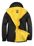 Deluxe Outdoor Jacket - Black/Submarine Yellow | Wrapandcover.co.uk Customised uniforms for workwear, schools, and organisations- fast UK delivery, no minimum orders.