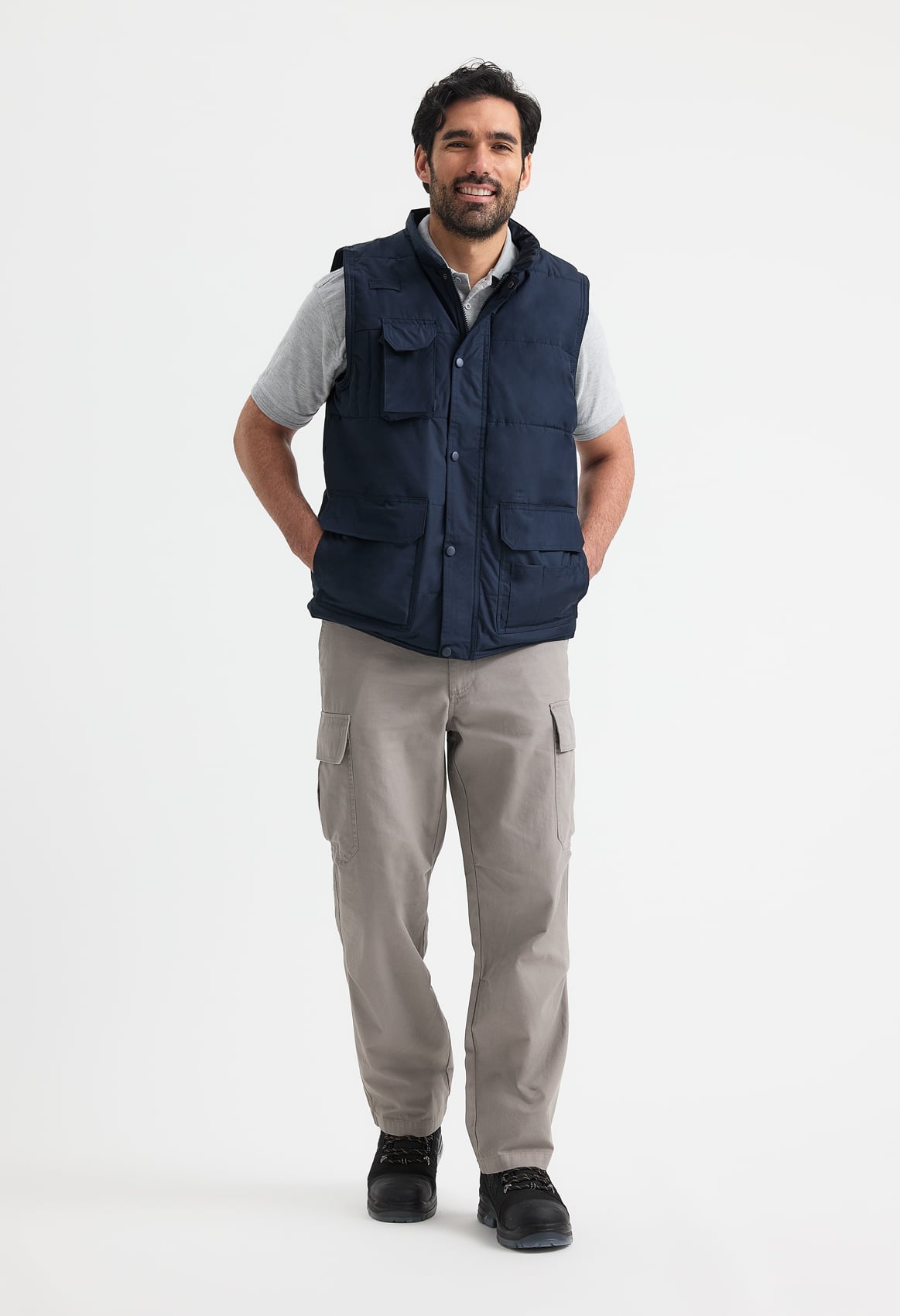 Unisex Super Pro Body Warmer - 250gsm, Radio Loop & Tool Pockets | Black & Navy