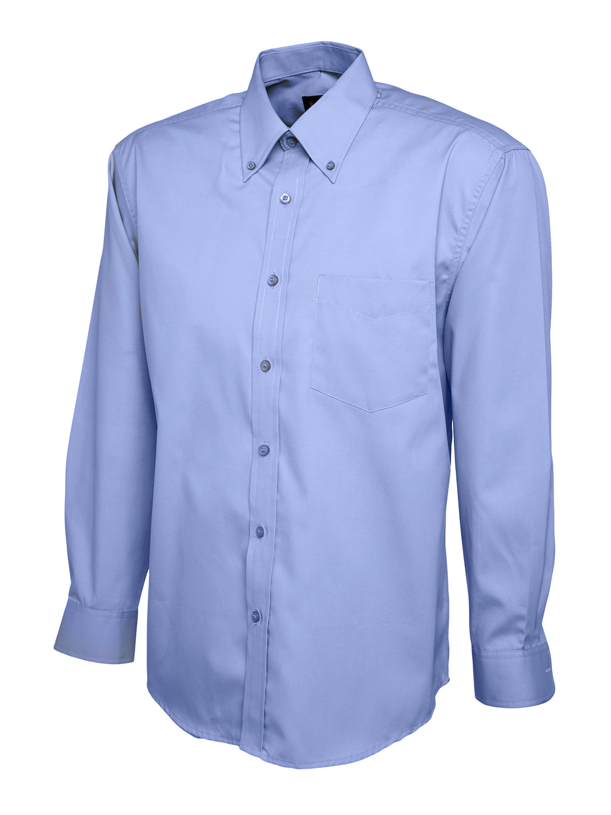 Mens Pinpoint Oxford Full Sleeve Shirt - Mid Blue | Wrapandcover.co.uk Customised uniforms for workwear, schools, and organisations- fast UK delivery, no minimum orders.