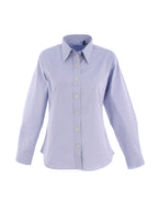 Light blue long-sleeve button-down shirt with a standard collar and a tailored, semi-fitted silhouette.