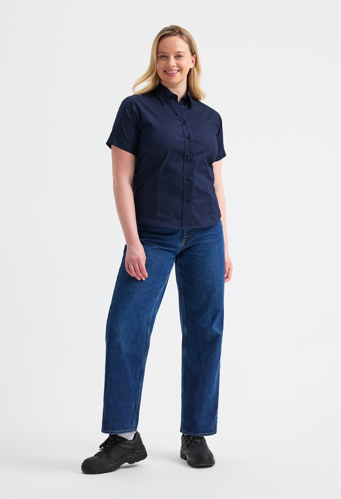 Ladies' Pinpoint Oxford Half Sleeve Shirt - 140gsm 85/15 Combed Cotton | 7 Colours