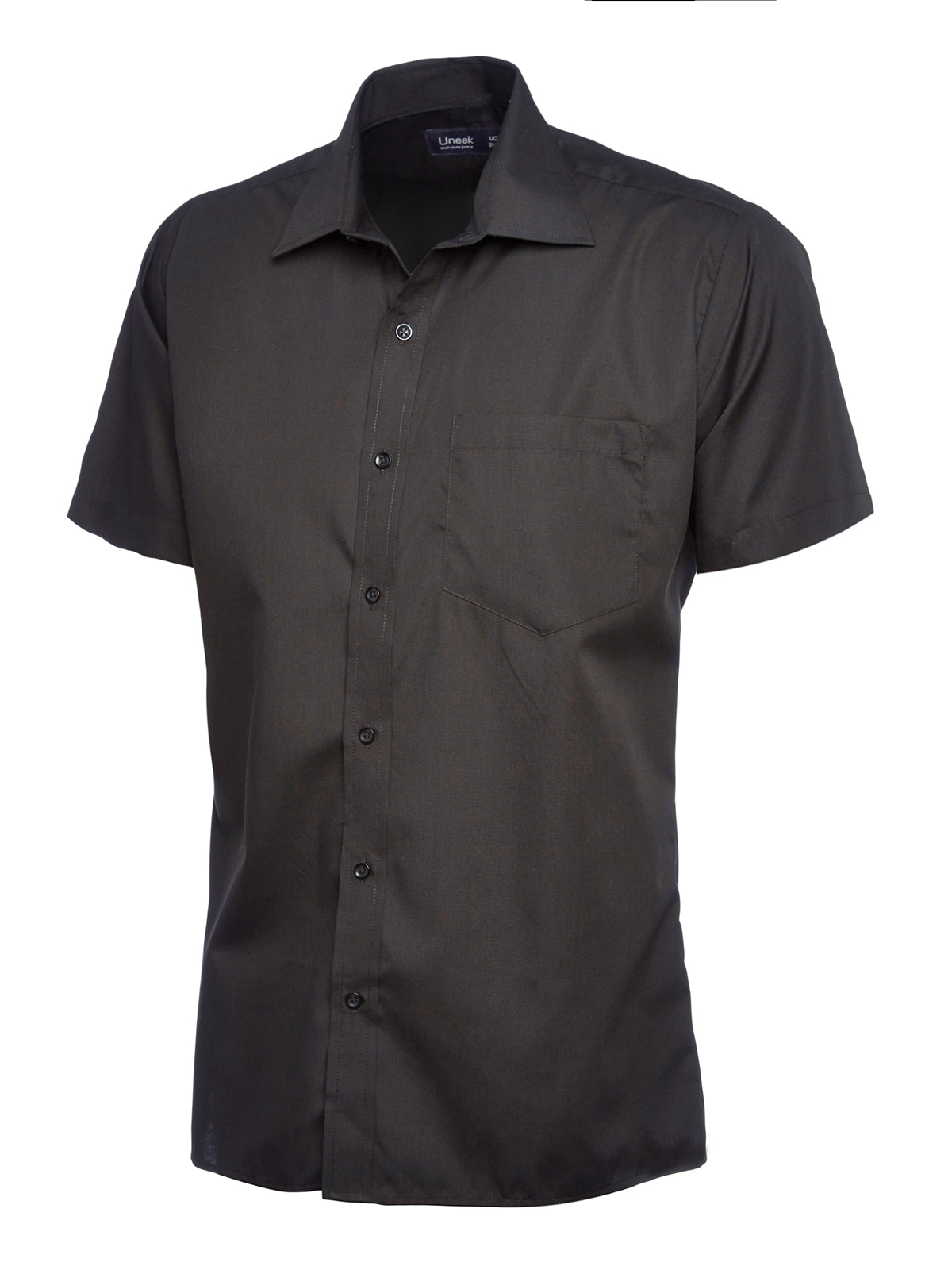 Mens Poplin Half Sleeve Shirt - Black | Wrapandcover.co.uk Customised uniforms for workwear, schools, and organisations- fast UK delivery, no minimum orders.