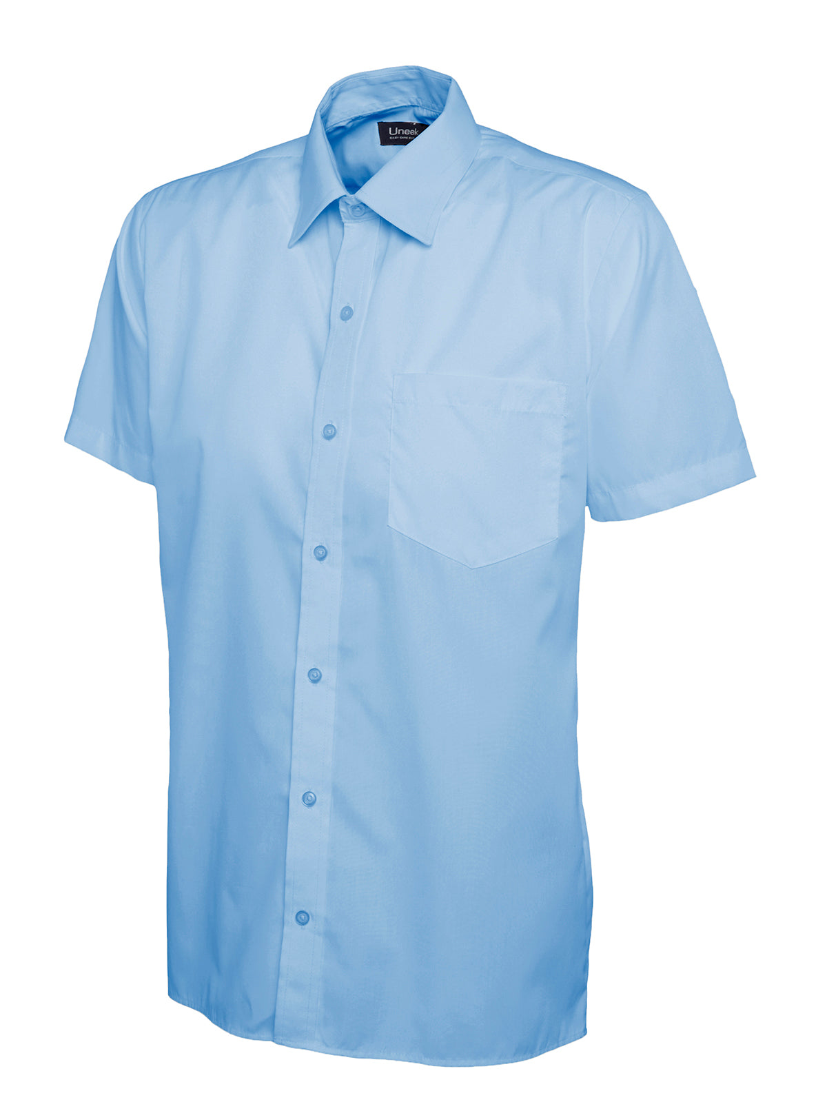 Mens Poplin Half Sleeve Shirt - Light Blue | Wrapandcover.co.uk Customised uniforms for workwear, schools, and organisations- fast UK delivery, no minimum orders.