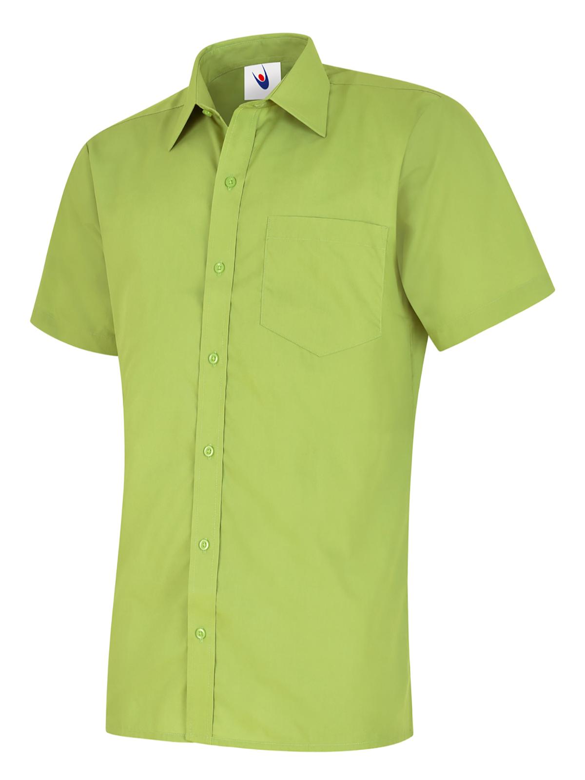 Mens Poplin Half Sleeve Shirt - Lime | Wrapandcover.co.uk Customised uniforms for workwear, schools, and organisations- fast UK delivery, no minimum orders.
