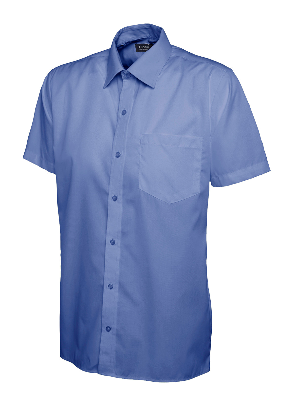 Mens Poplin Half Sleeve Shirt - Mid Blue | Wrapandcover.co.uk Customised uniforms for workwear, schools, and organisations- fast UK delivery, no minimum orders.