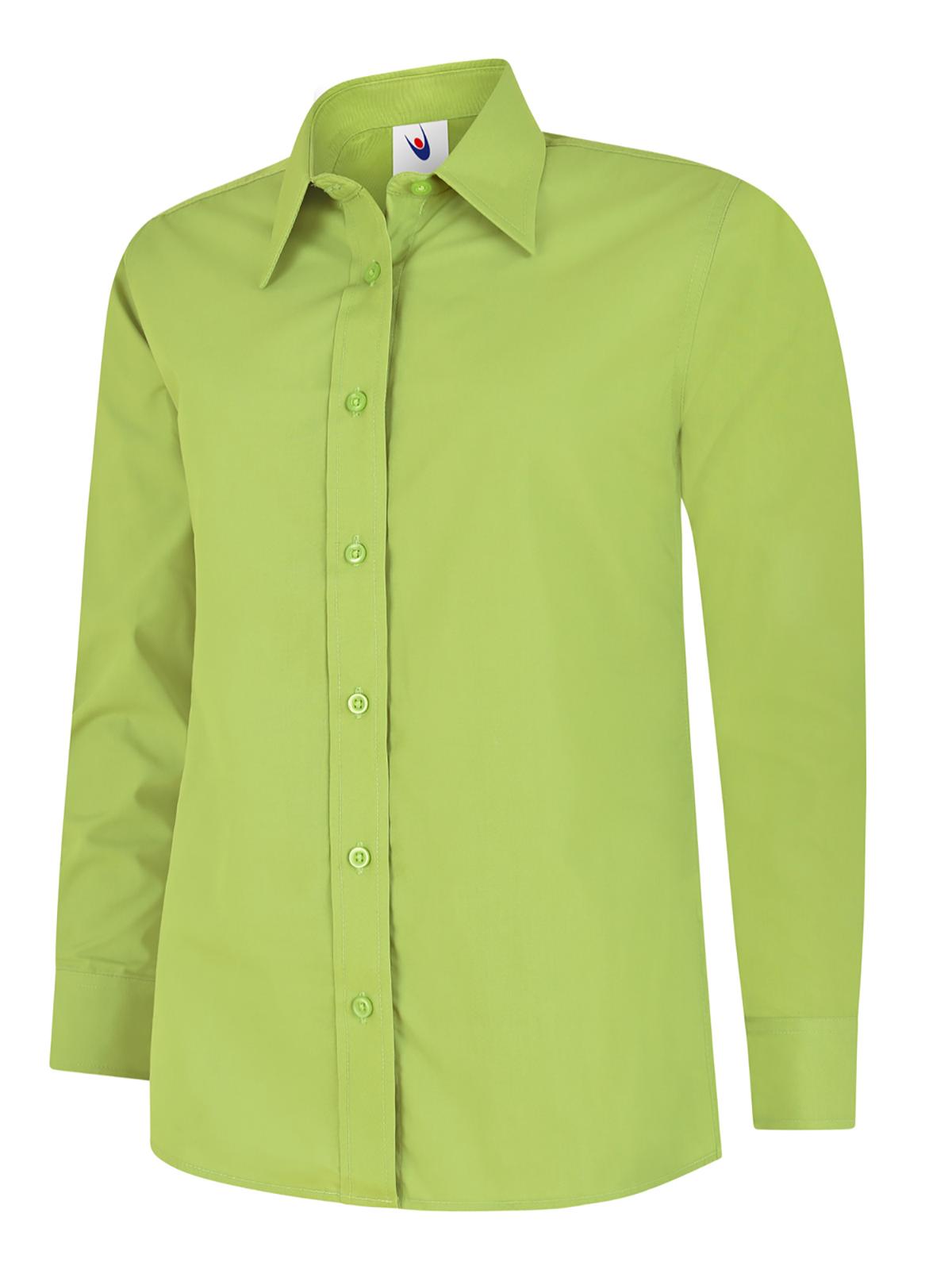 Ladies Poplin Full Sleeve Shirt - Lime | Wrapandcover.co.uk Customised uniforms for workwear, schools, and organisations- fast UK delivery, no minimum orders.