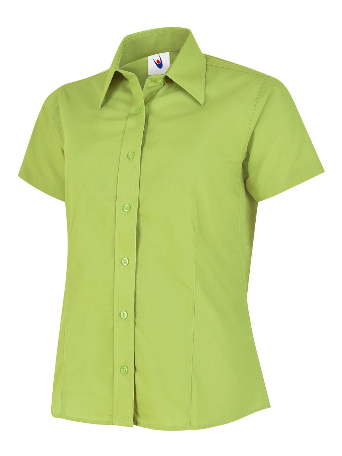 Ladies Poplin Half Sleeve Shirt - Lime | Wrapandcover.co.uk Customised uniforms for workwear, schools, and organisations- fast UK delivery, no minimum orders.