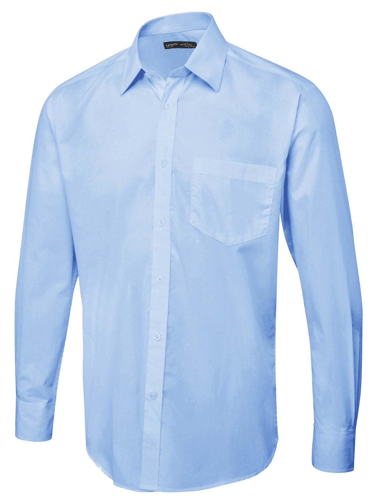 Men's Long Sleeve Poplin Shirt - Light Blue | Wrapandcover.co.uk Customised uniforms for workwear, schools, and organisations- fast UK delivery, no minimum orders.