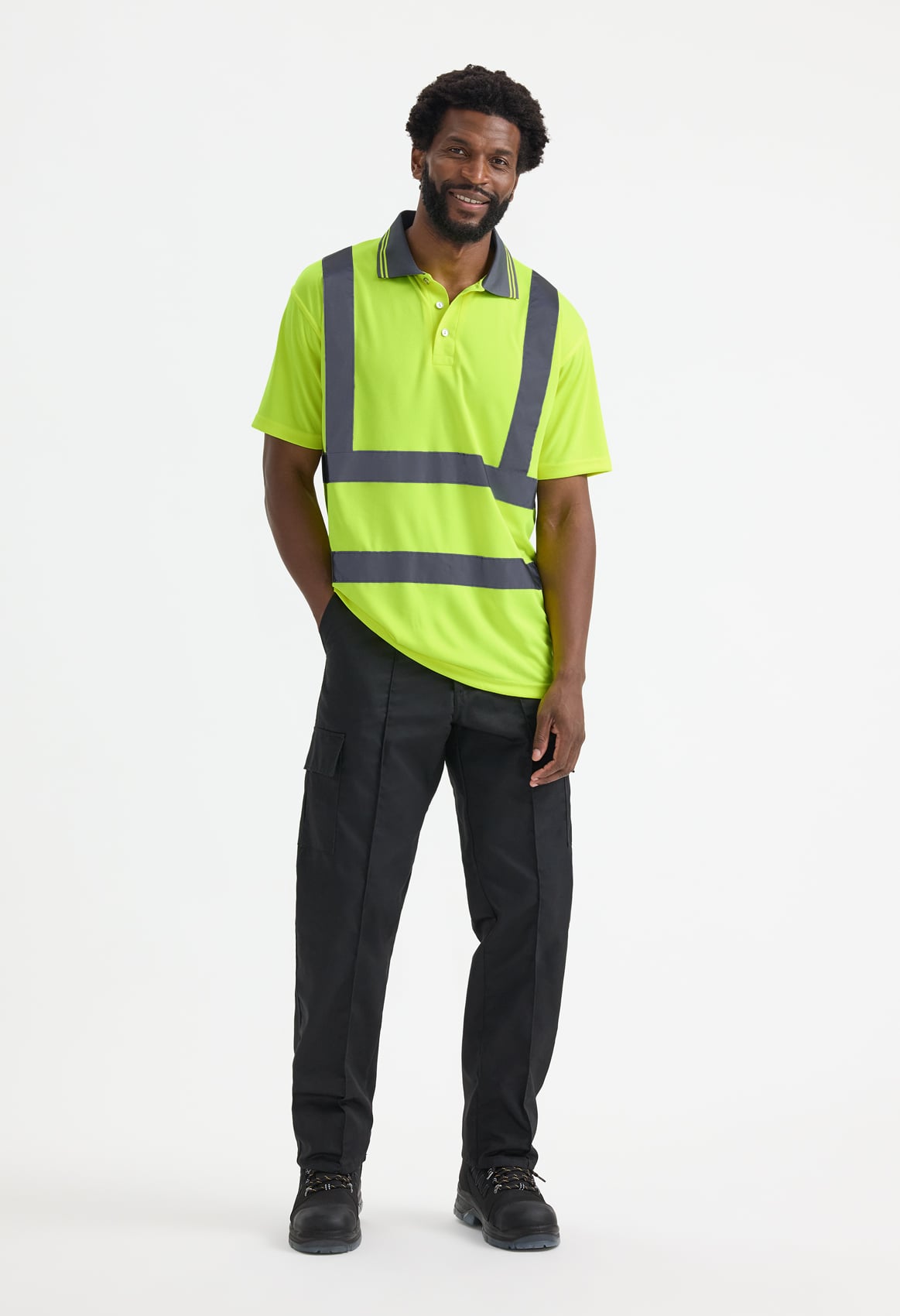 Unisex Hi-Vis Short Sleeve Polo Shirt - EN ISO 20471 Class 2, 175gsm Recycled Polyester | Yellow