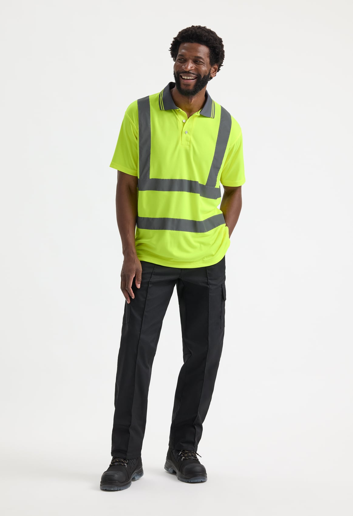 Unisex Hi-Vis Short Sleeve Polo Shirt - EN ISO 20471 Class 2, 175gsm Recycled Polyester | Yellow