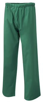 Dark green scrub pants with an elastic waistband and a relaxed, straight-leg fit.
