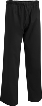 Black solid-color pull-on pants with an elasticized waistband and a straight-leg relaxed fit.