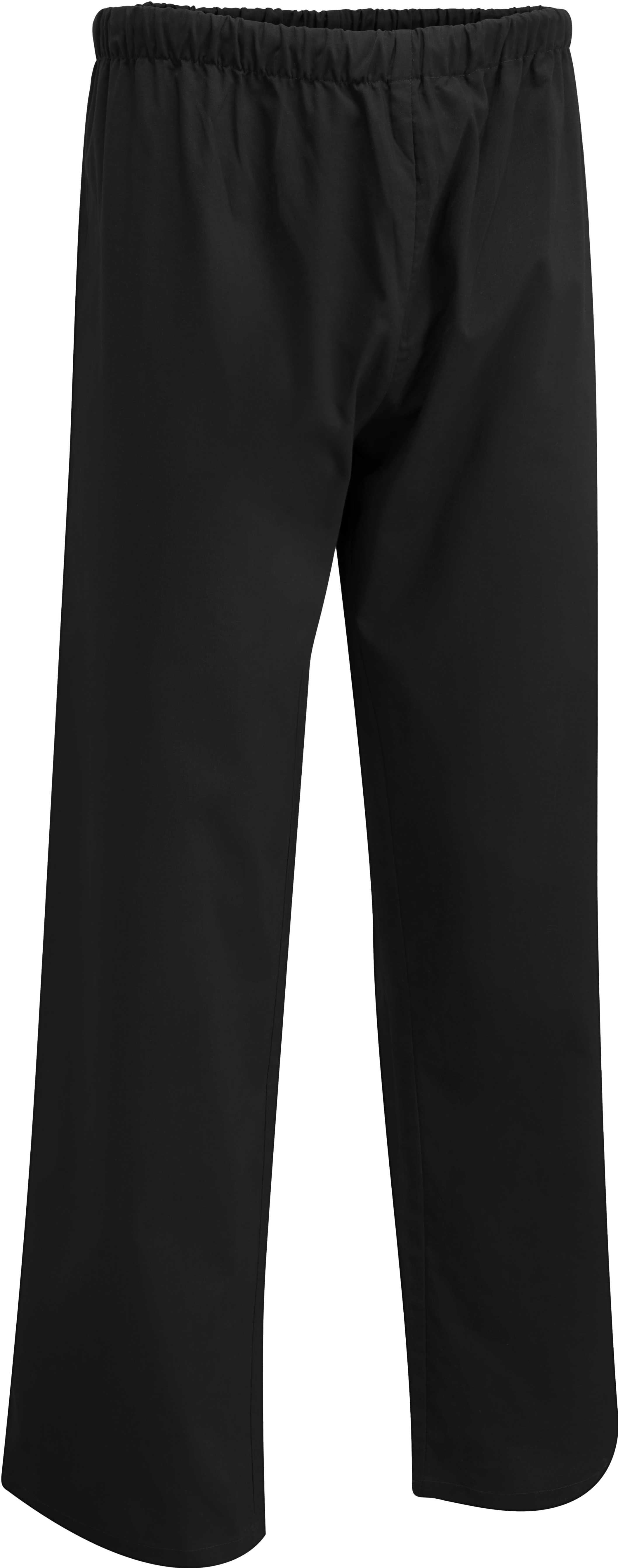 Black solid-color pull-on pants with an elasticized waistband and a straight-leg relaxed fit.